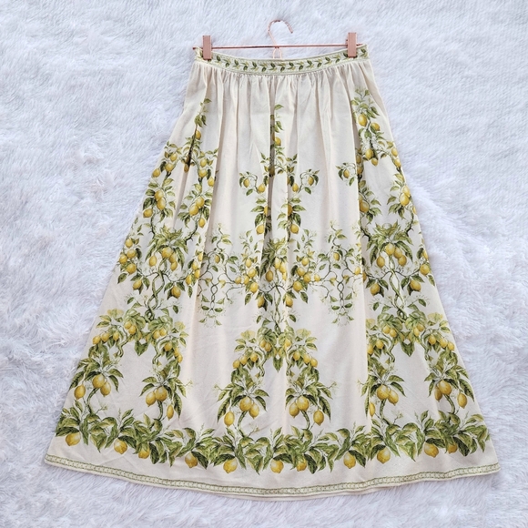 Max Studio Dresses & Skirts - Max Studio Linen Blend Lemon Print Midi Skirt